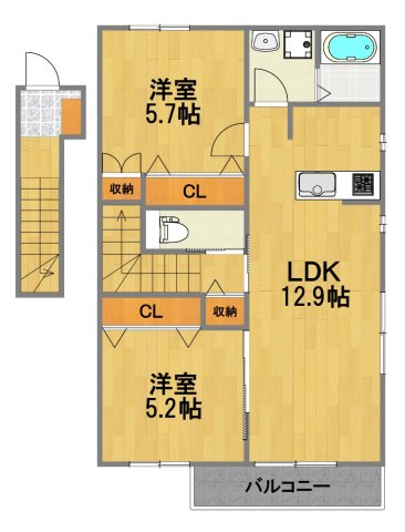 昭島市宮沢町のアパートの間取り