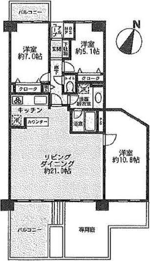 神奈川県座間市相模が丘６（マンション）の賃貸物件の間取り
