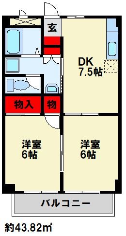 遠賀郡岡垣町東山田のアパートの間取り