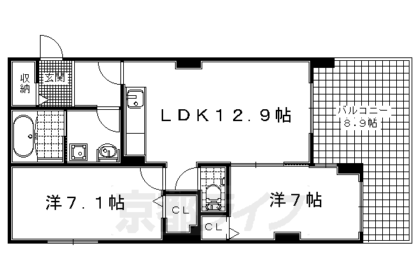 宇治市槇島町のマンションの間取り