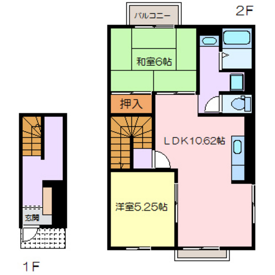 熊本市西区二本木のアパートの間取り