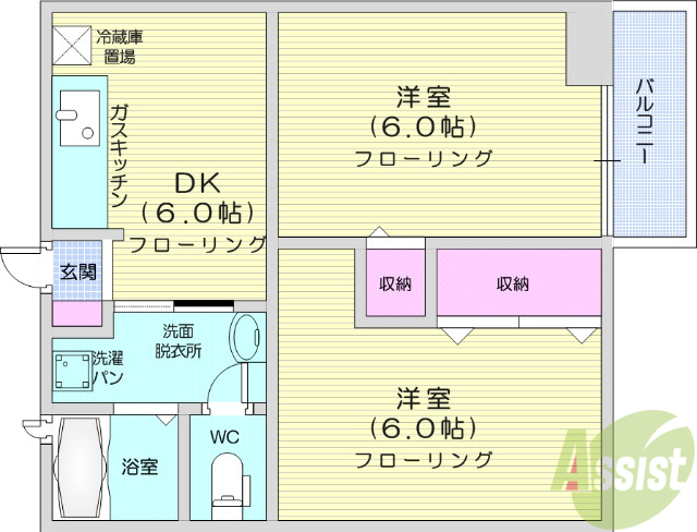 仙台市青葉区愛子中央のアパートの間取り