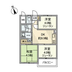 青梅市千ヶ瀬町のマンションの間取り