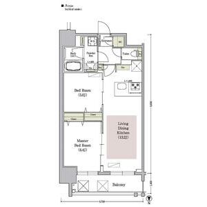 大阪市中央区南新町のマンションの間取り