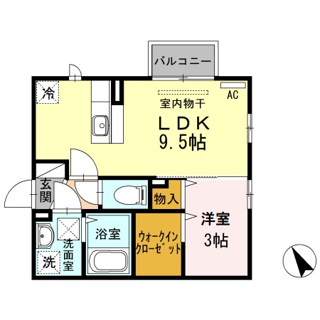 富山市安養坊のアパートの間取り