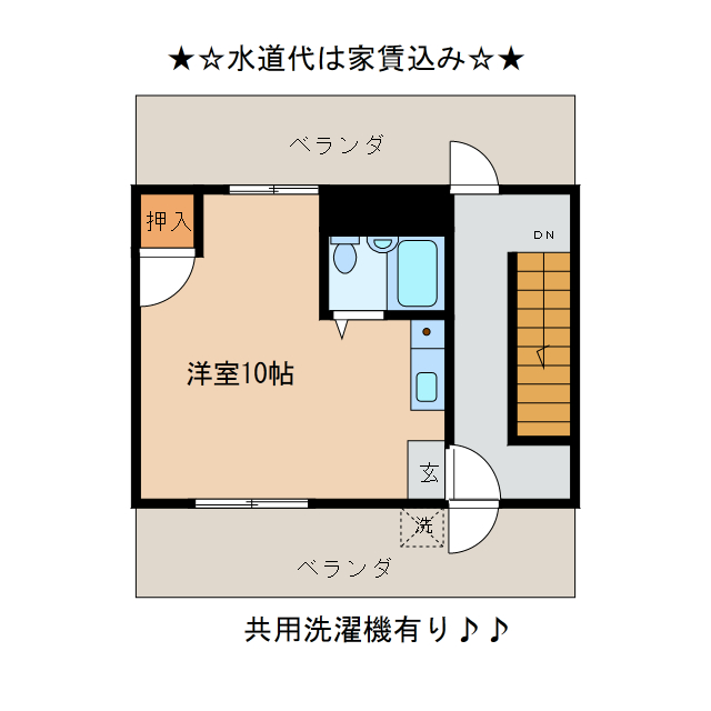 岩国市元町のアパートの間取り