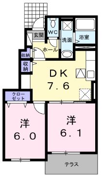 高松市下田井町のアパートの間取り