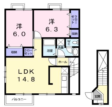 高松市下田井町のアパートの間取り