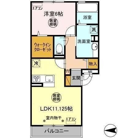 印西市西の原のアパートの間取り