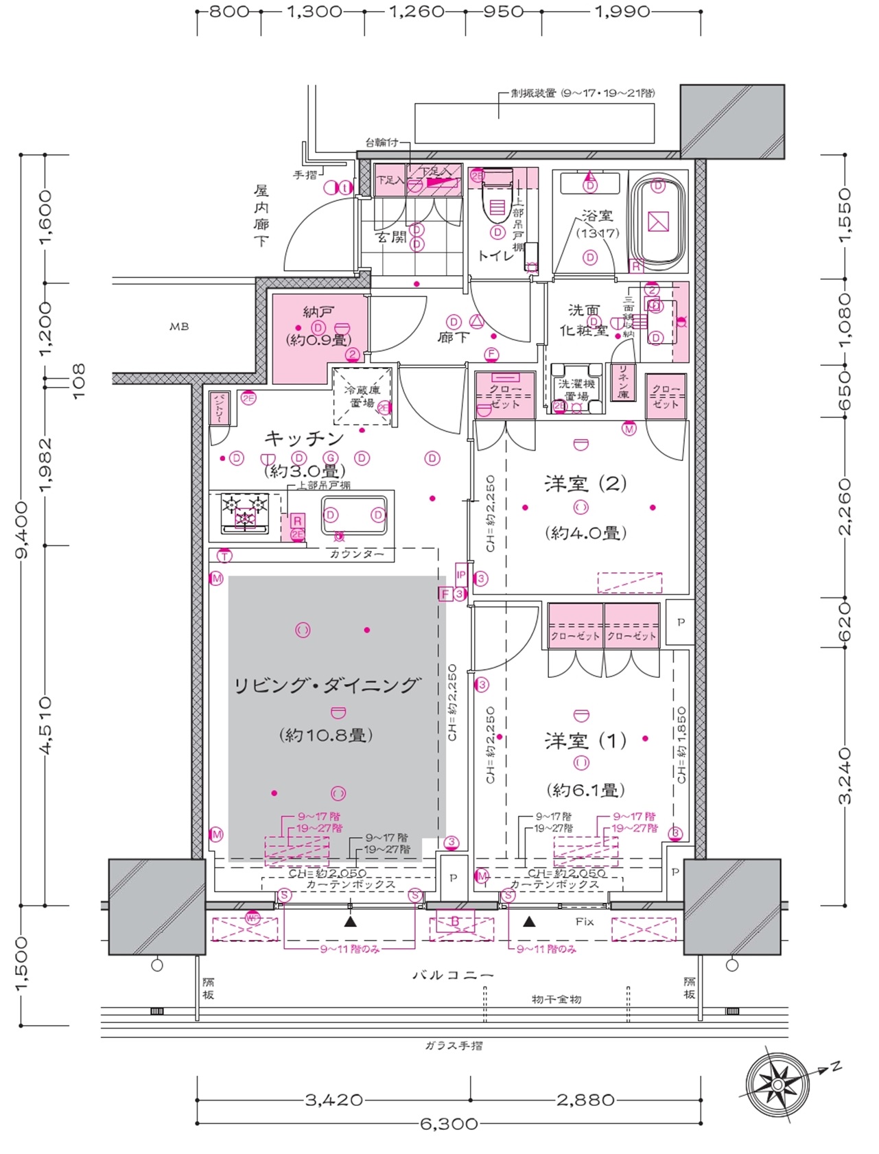 ドレッセタワー新綱島の間取り