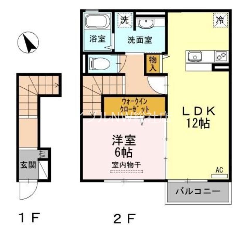 倉敷市福田町古新田のアパートの間取り