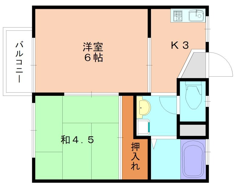 福津市中央のアパートの間取り