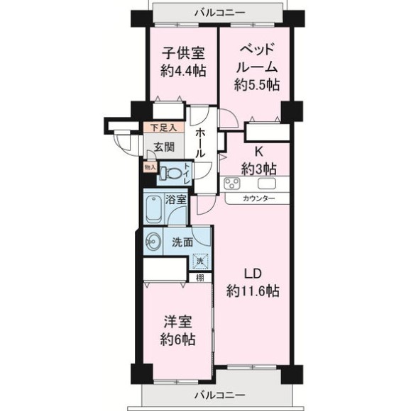 名古屋市瑞穂区白龍町のマンションの間取り