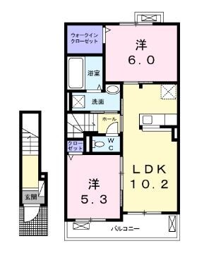 郡山市横塚のアパートの間取り