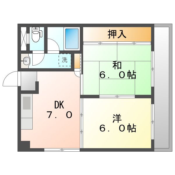 岡山市北区田町のマンションの間取り