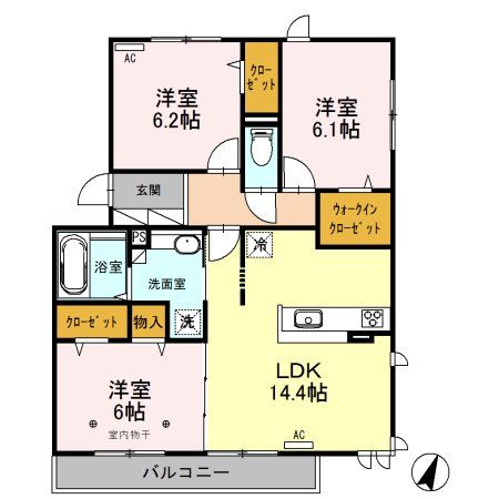 越谷市レイクタウンのアパートの間取り