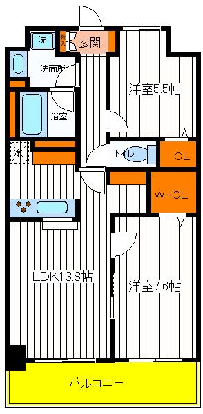 【昭島市中神町のマンションの間取り】