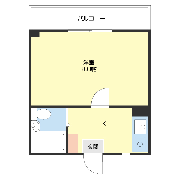 島橋ワンルームの間取り