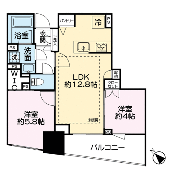 福岡市中央区天神のマンションの間取り