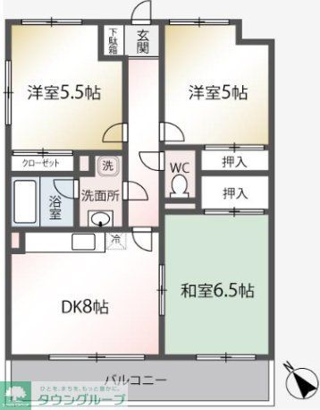 市川市国府台のマンションの間取り