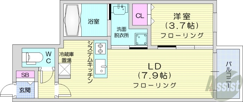 インフィニティ新道東の間取り