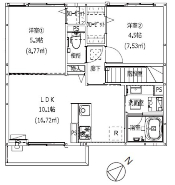 ＪＲ常磐線 南柏駅 徒歩6分 2階建 築1年の間取り写真
