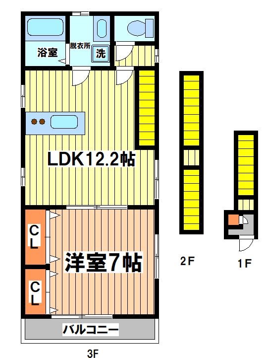 京王新線 初台駅 徒歩7分 3階建 築7年の間取り写真