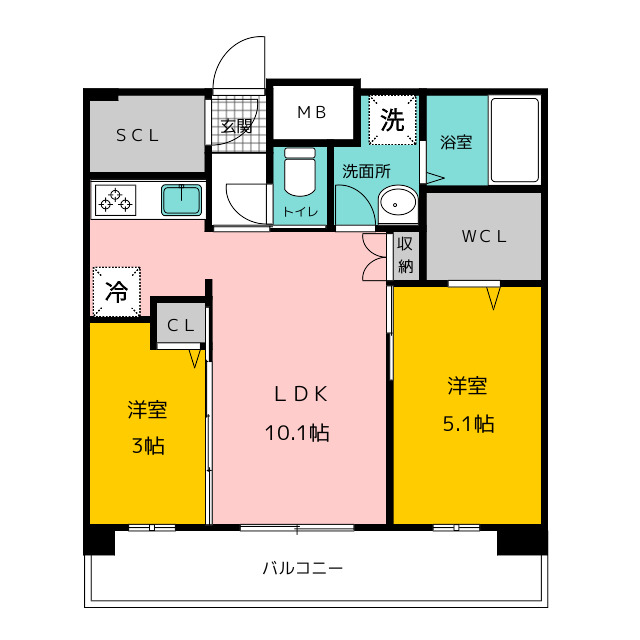 地下鉄空港線 中洲川端駅 徒歩14分 14階建 築6年の間取り写真