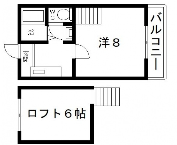 カーサ東住吉-1ロフトタイプの間取り写真