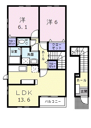 広島市安佐北区落合南のアパートの間取り