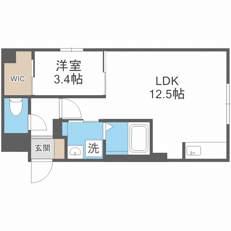 ８　３Ｗ２（ｂ）　ＨＡＣＨＩ　ＳＡＮＷＥＳＴＮＹの間取り