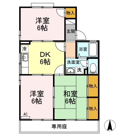 松山市北斎院町のアパートの間取り