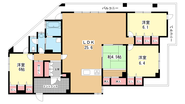 豊中市東豊中町のマンションの間取り