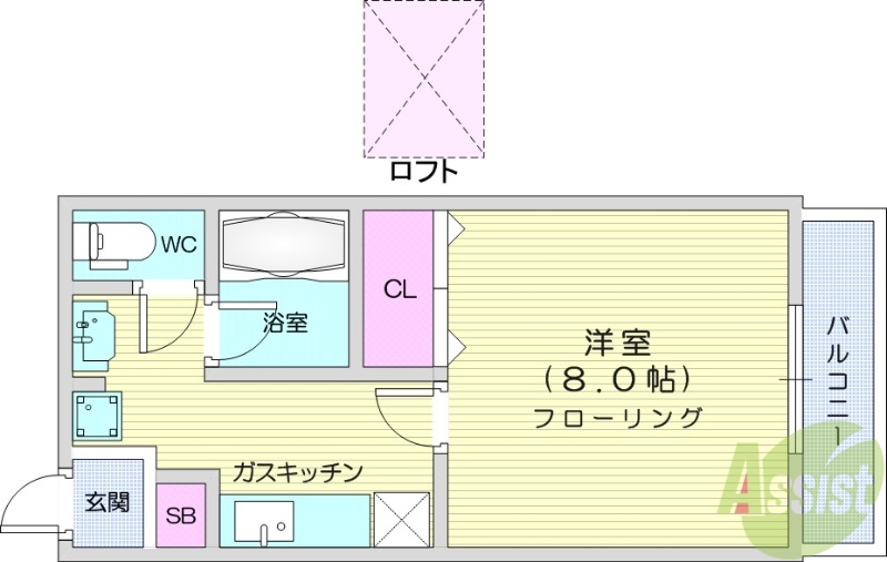 仙台市青葉区上愛子のアパートの間取り