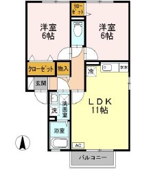 岡山市中区赤田のアパートの間取り