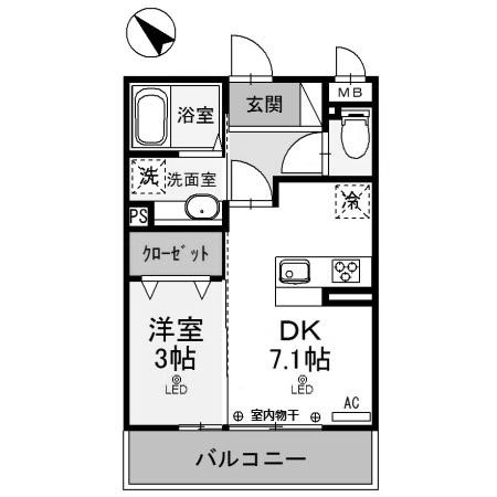 深谷市上柴町西のアパートの間取り