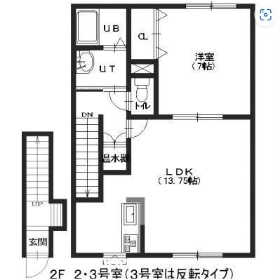 亀田郡七飯町鳴川のアパートの間取り