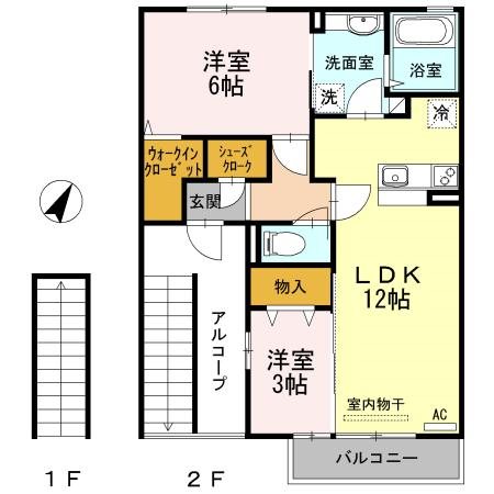 ヴィルヌーブ伍番街B棟の間取り