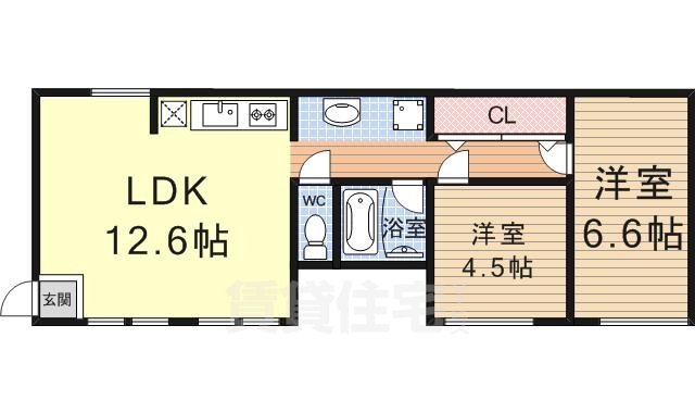 大津市西の庄のアパートの間取り