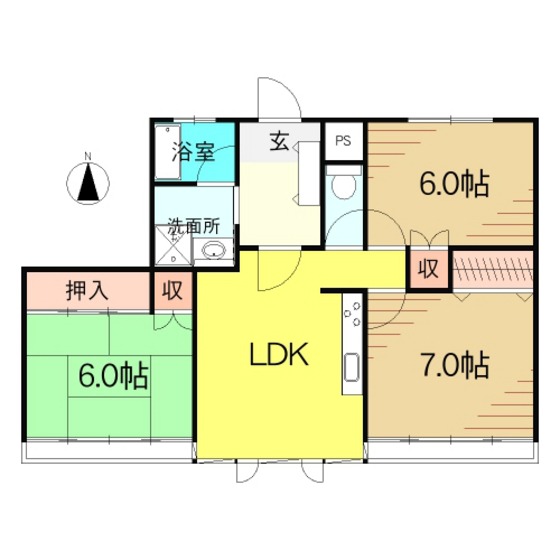 郡山市菜根のマンションの間取り