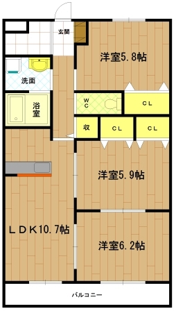 伊勢市小俣町明野のマンションの間取り