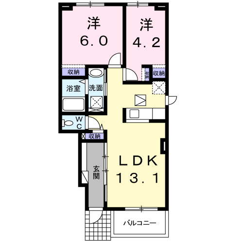 ひたちなか市大字稲田のアパートの間取り