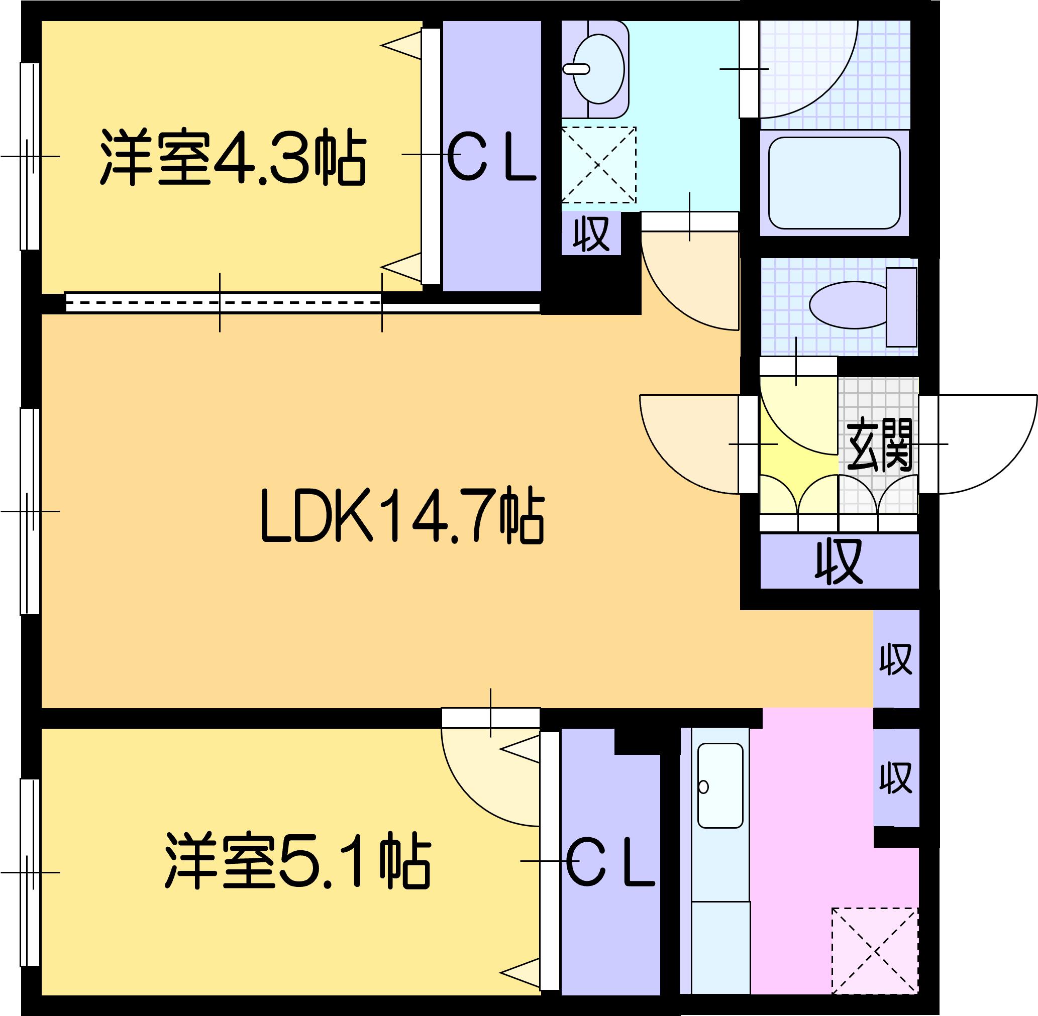 札幌市豊平区豊平六条のマンションの間取り