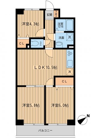 多摩市関戸のマンションの間取り