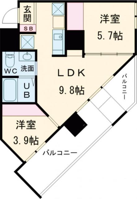 尾上町新築賃貸マンションの間取り