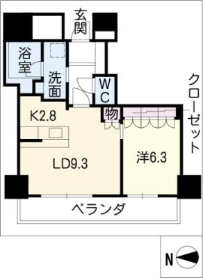 ザ ライオンズ一条タワー岐阜603号の間取り