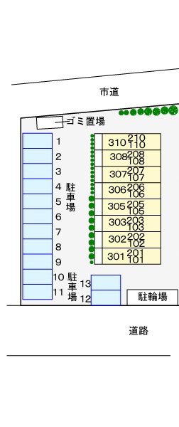 【松江市朝日町のアパートの駐車場】