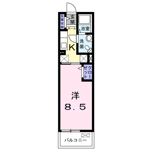 松江市朝日町のアパートの間取り