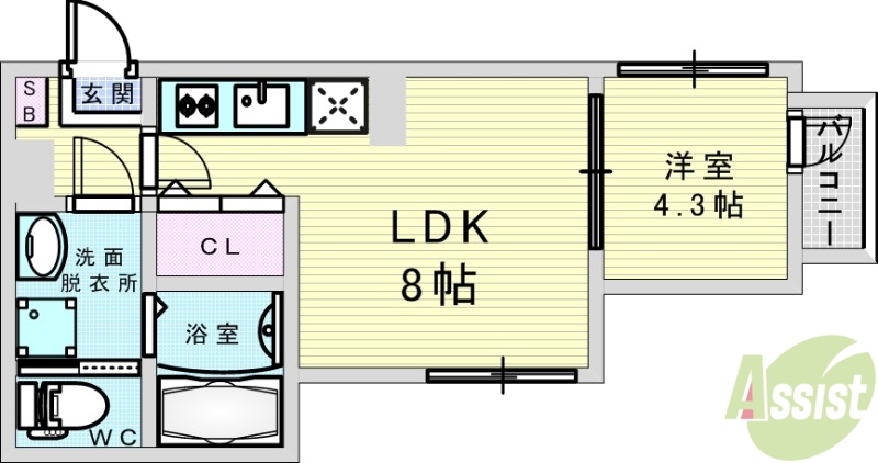 吹田市山手町のアパートの間取り