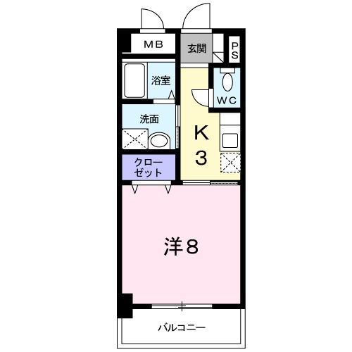 岩国市三笠町のマンションの間取り